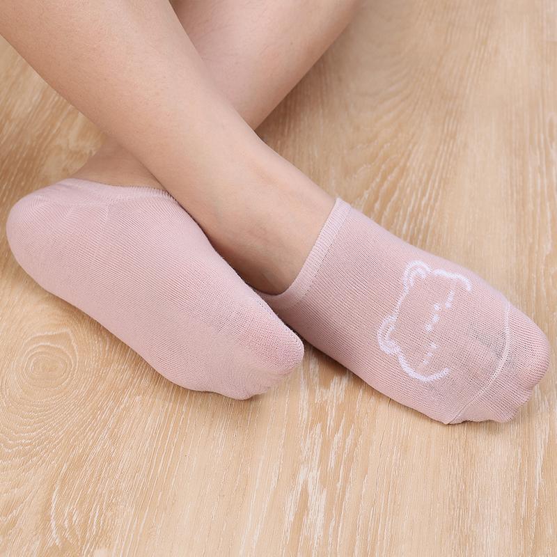 6/1Pairs New Kawai Women Socks Summer Cute Japanese Fashion Cartoon Bear Funny Socks Soft Cotton Short Non-slip Invisible Socks