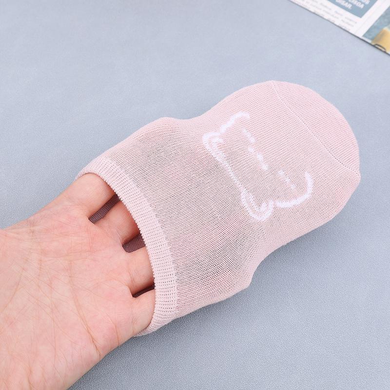 6/1Pairs New Kawai Women Socks Summer Cute Japanese Fashion Cartoon Bear Funny Socks Soft Cotton Short Non-slip Invisible Socks