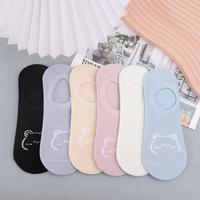6/1Pairs New Kawai Women Socks Summer Cute Japanese Fashion Cartoon Bear Funny Socks Soft Cotton Short Non-slip Invisible Socks